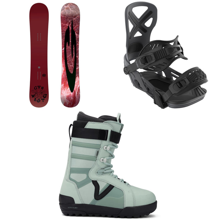 GNU Wagyu C3 Snowboard + Bent Metal Anvil Snowboard Bindings + Vans Hi-Standard Pro Snowboard Boots 2026