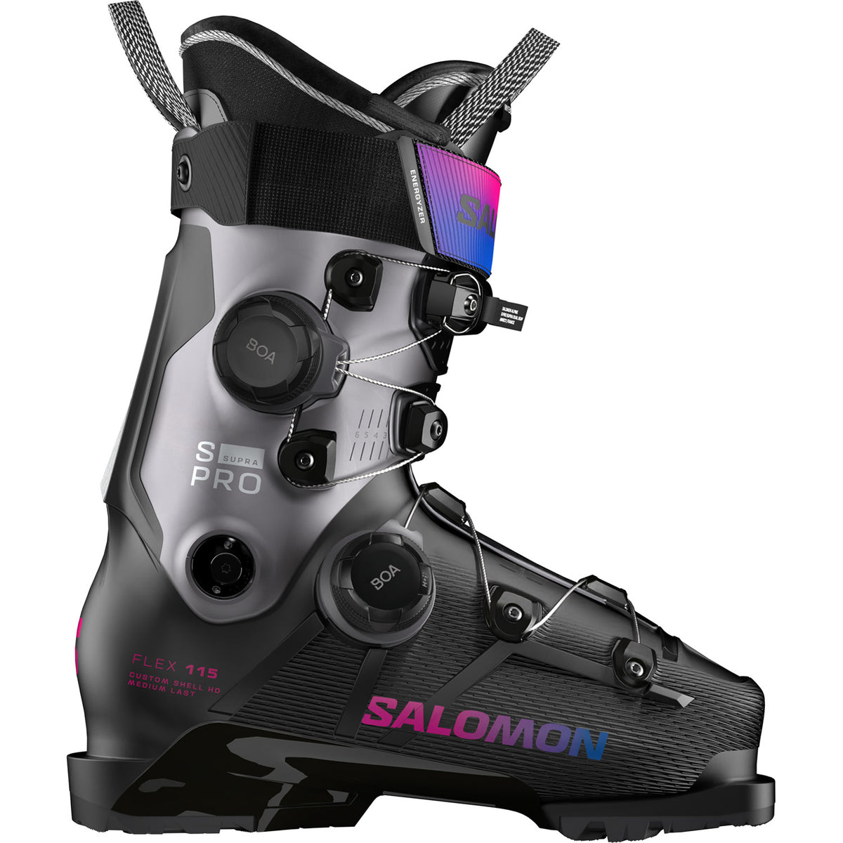 Salomon S/Pro Supra Dual BOA 115 W Ski Boots - Women's 2026 Black/Beluga Metallic/Beetroot Purple