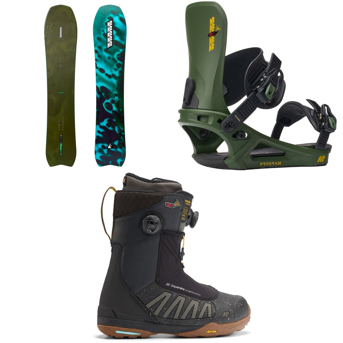 K2 Excavator Snowboard + Program Snowboard Bindings + Orton Snowboard Boots 2026