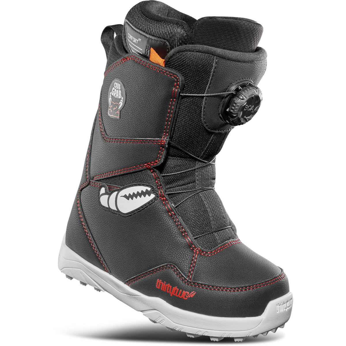 thirtytwo Youth Lashed Crab Grab Boa Snowboard Boots - Kids' 2025 Black/White/Red
