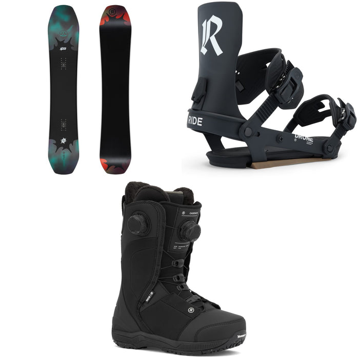 Ride Deep Fake Snowboard + Drone Snowboard Bindings + Cadence Snowboard Boots - Women's 2026