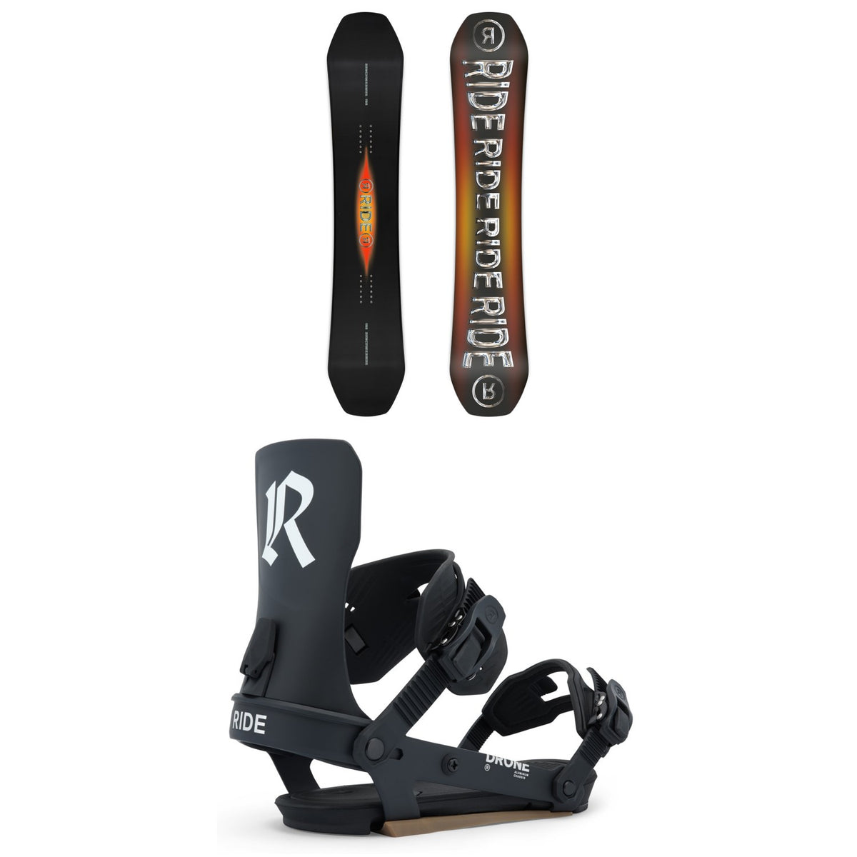 Ride Benchwarmer Snowboard + Drone Snowboard Bindings 2026