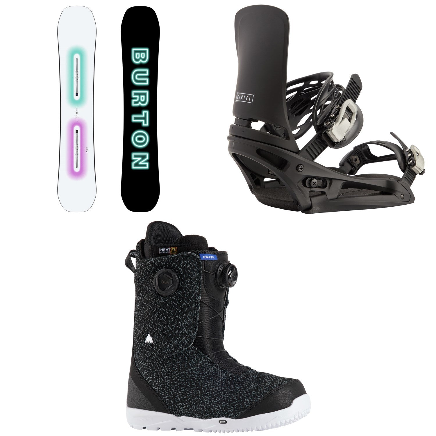 Burton Custom Snowboard + Cartel EST Snowboard Bindings + Swath