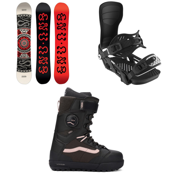 GNU Ladies Choice Asym C3 Snowboard + Bent Metal Stylist Snowboard Bindings + Vans Luna Pro Snowboard Boots - Women's 2026