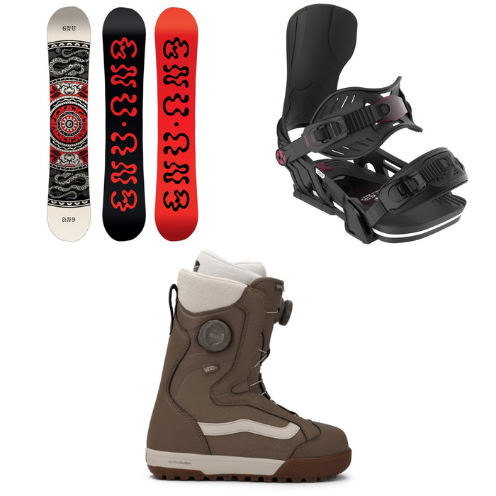 GNU Ladies Choice Asym C3 Snowboard + Bent Metal Forte Snowboard Bindings + Vans Encore Pro Snowboard Boots - Women's 2026