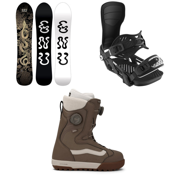 GNU Free Spirit C3 Snowboard + Bent Metal Stylist Snowboard Bindings + Vans Encore Pro Snowboard Boots - Women's 2026