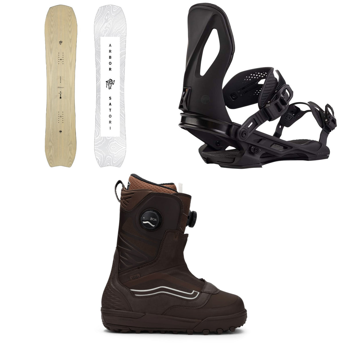 Arbor Satori Snowboard + Cypress Snowboard Bindings + Vans Verse Snowboard Boots 2026