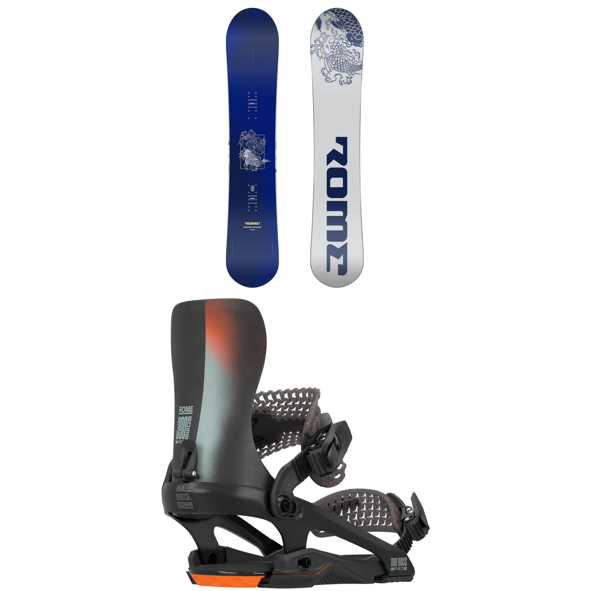 Rome Rene-Gade Snowboard + 390 Boss Pro FW Snowboard Bindings 2026