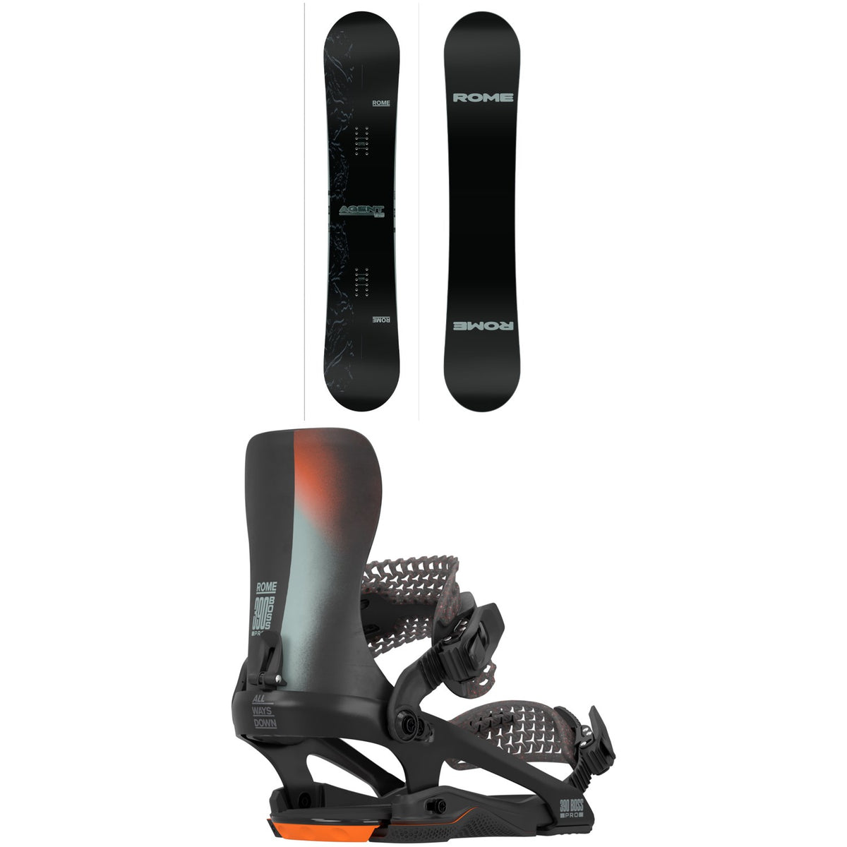 Rome Agent Pro Snowboard + 390 Boss Pro FW Snowboard Bindings 2026