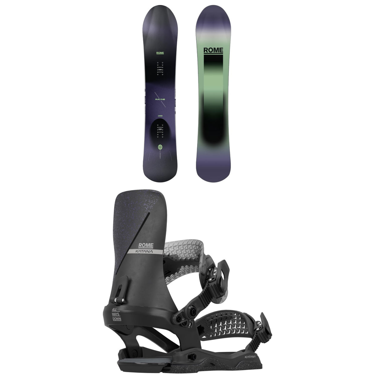 Rome Ravine Snowboard + Katana AW Snowboard Bindings - Women's 2026