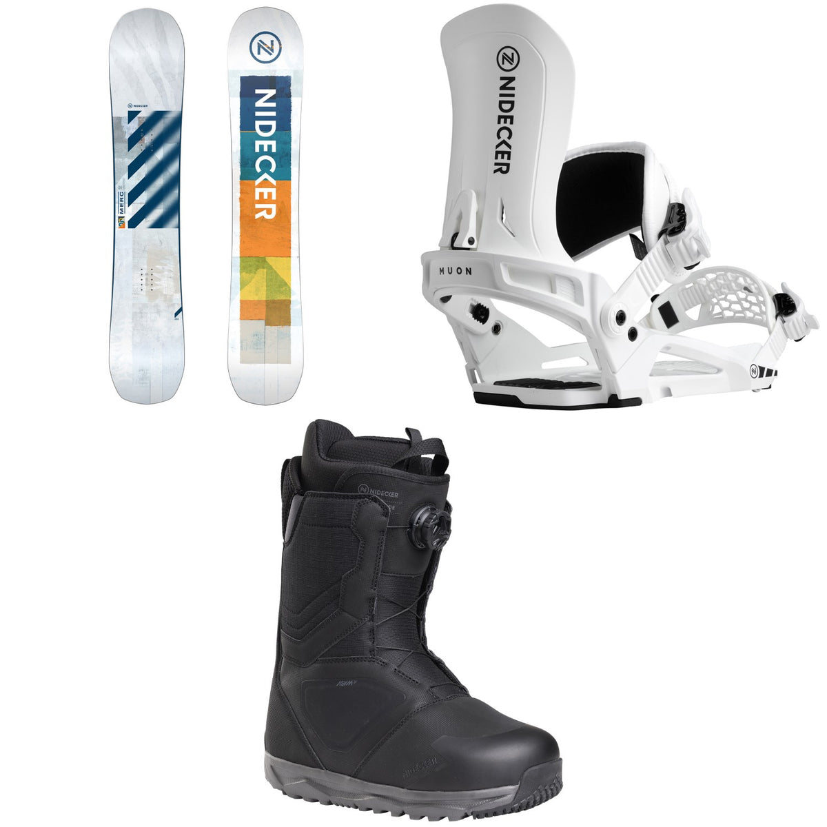 Nidecker Merc Snowboard + Muon Snowboard Bindings + Cascade Snowboard Boots 2026
