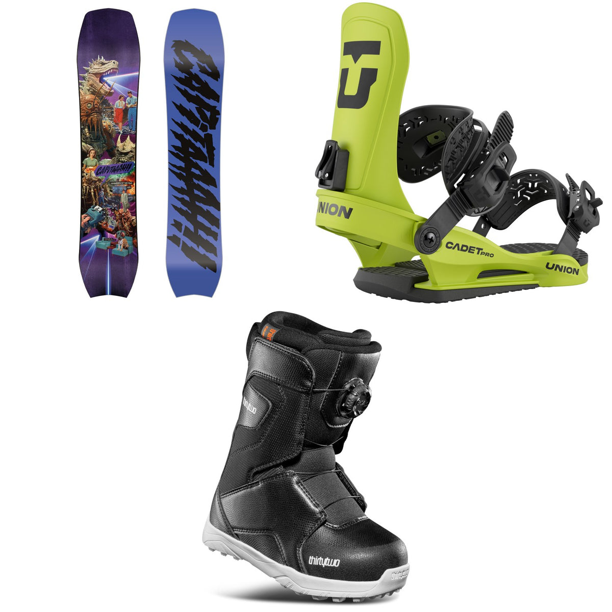 CAPiTA Children Of The Pow Snowboard + Union Cadet Pro Snowboard Bindings + thirtytwo Lashed Boa Snowboard Boots - Kids' 2026