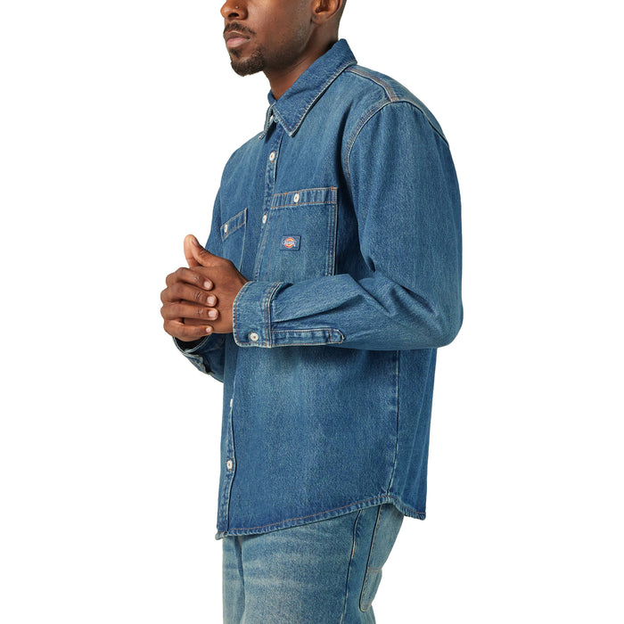 Dickies Mechanic Denim Long-Sleeve Shirt - Men's Khaki Tinited Blue