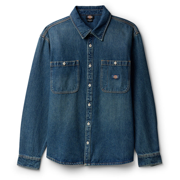 Dickies Mechanic Denim Long-Sleeve Shirt - Men's Khaki Tinited Blue