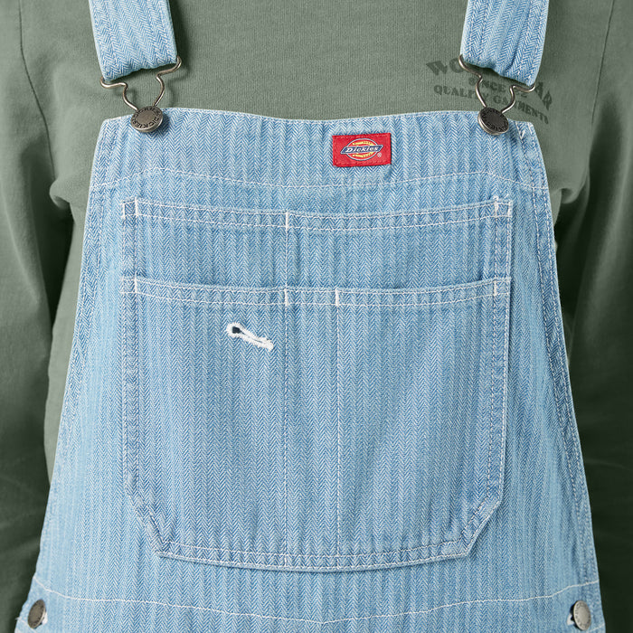 Dickies Relaxed Bib Overalls-Short - Women's Fisher Stripe