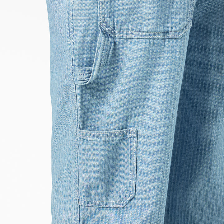Dickies Relaxed Bib Overalls-Short - Women's Fisher Stripe