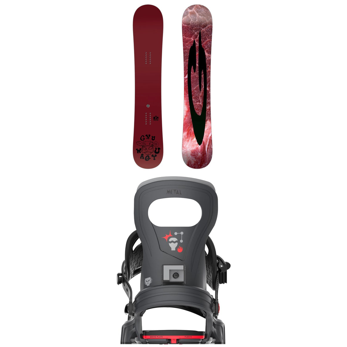 GNU Wagyu C3 Snowboard + Bent Metal Joint Snowboard Bindings 2026