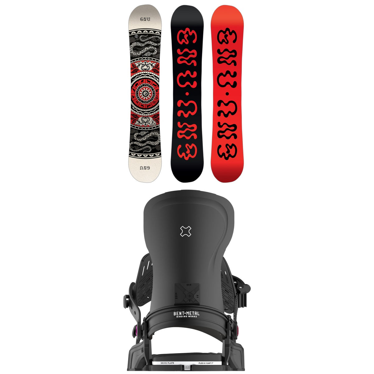 GNU Ladies Choice Asym C2X Snowboard + Bent Metal Forte Snowboard Bindings - Women's 2026