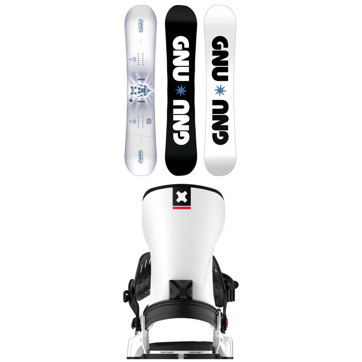 GNU Riders Choice Asym C2X Snowboard + Bent Metal Transfer Snowboard Bindings 2026