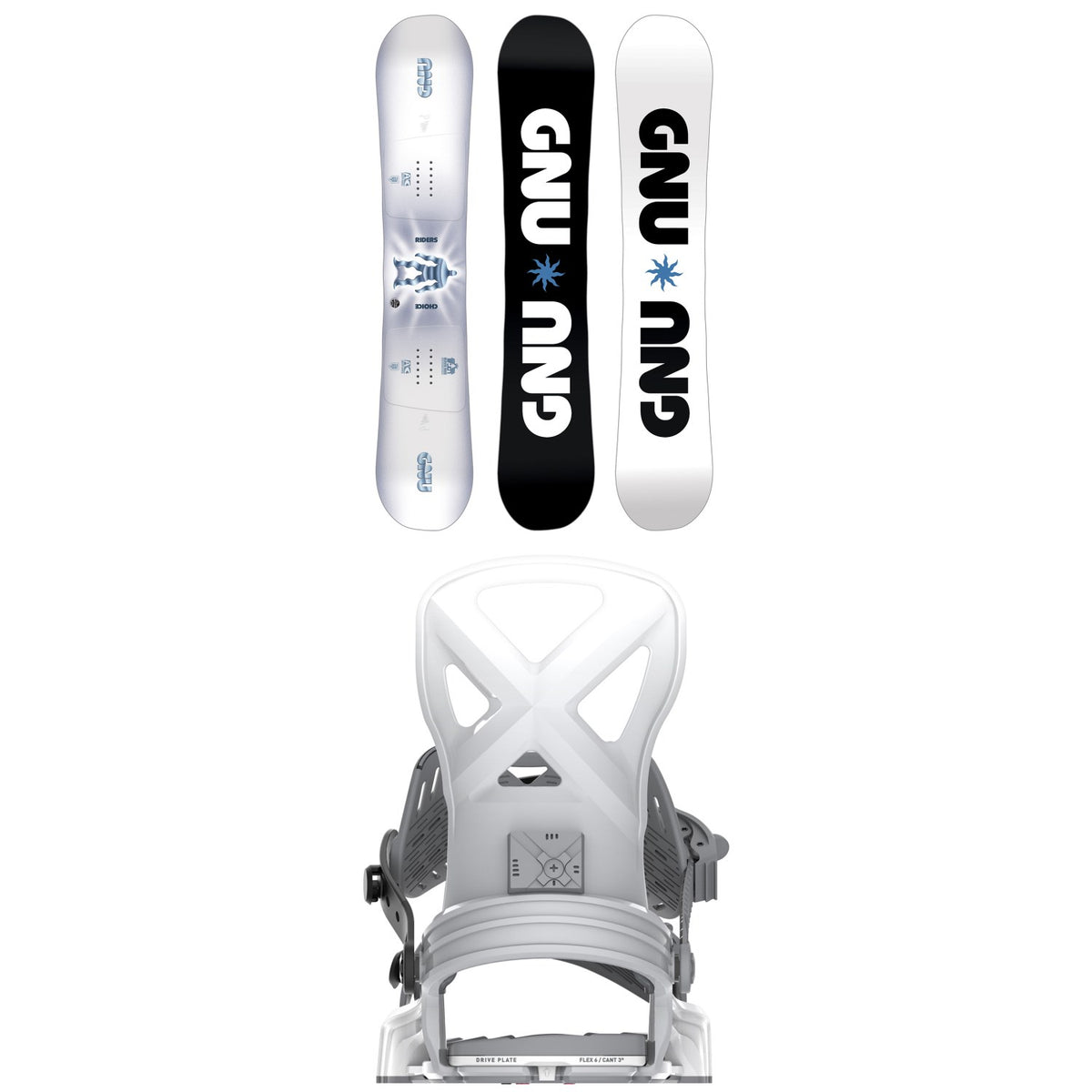 GNU Riders Choice Asym C2X Snowboard + Bent Metal Anvil Snowboard Bindings 2026