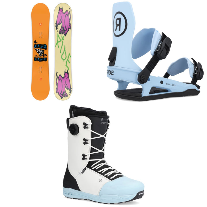 Ride Kink Snowboard + C-6 Snowboard Bindings + Fuse Snowboard Boots 2025