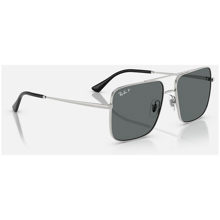 Ray Ban Ari Bio-Based Sunglasses Silver/Dark Grey Polarized
