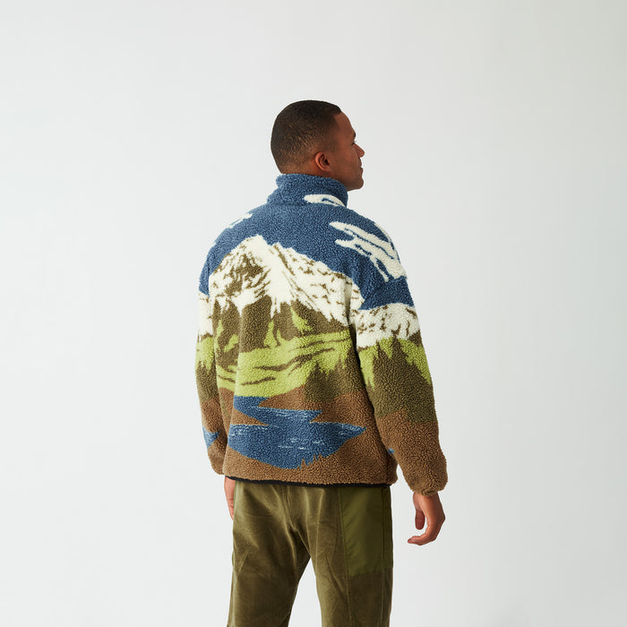 Picture Organic Halfdals Zip Fleece - Men's Cloudy Landsc Sherpa M