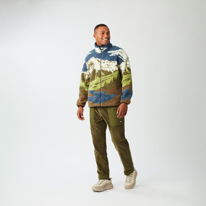 Picture Organic Halfdals Zip Fleece - Men's Cloudy Landsc Sherpa M