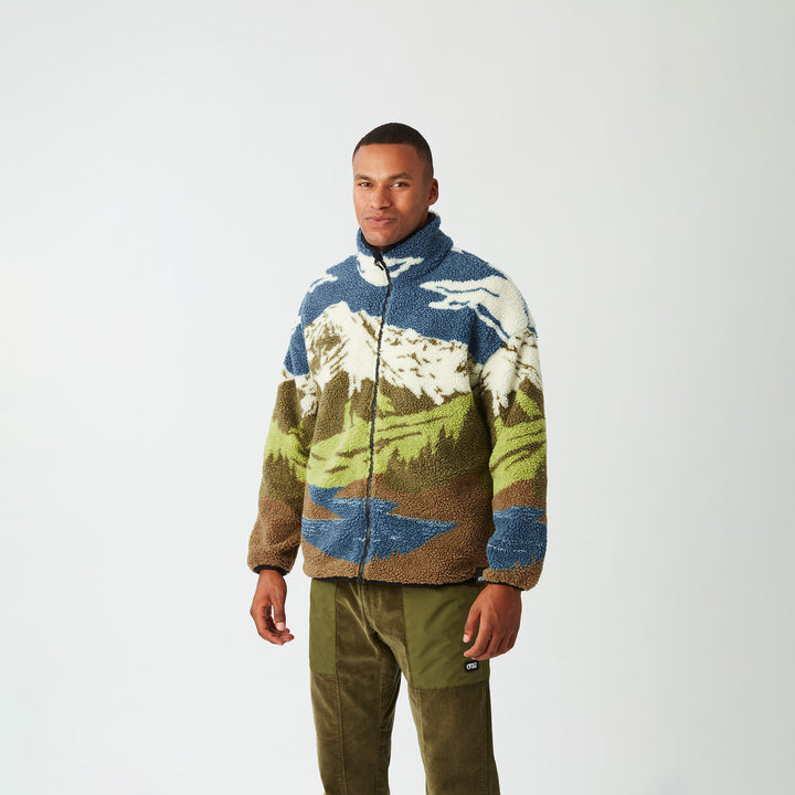 Picture Organic Halfdals Zip Fleece - Men's Cloudy Landsc Sherpa M