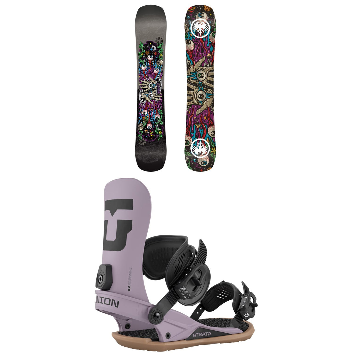 Never Summer Llama Snowboard + Union Strata Snowboard Bindings 2026