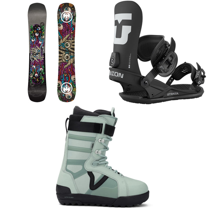 Never Summer Llama Snowboard + Union Strata Snowboard Bindings + Vans Hi-Standard Pro Snowboard Boots 2026