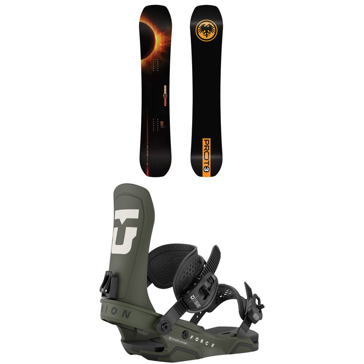 Never Summer Proto T3 Eclipse Snowboard + Union Force Snowboard Bindings 2026