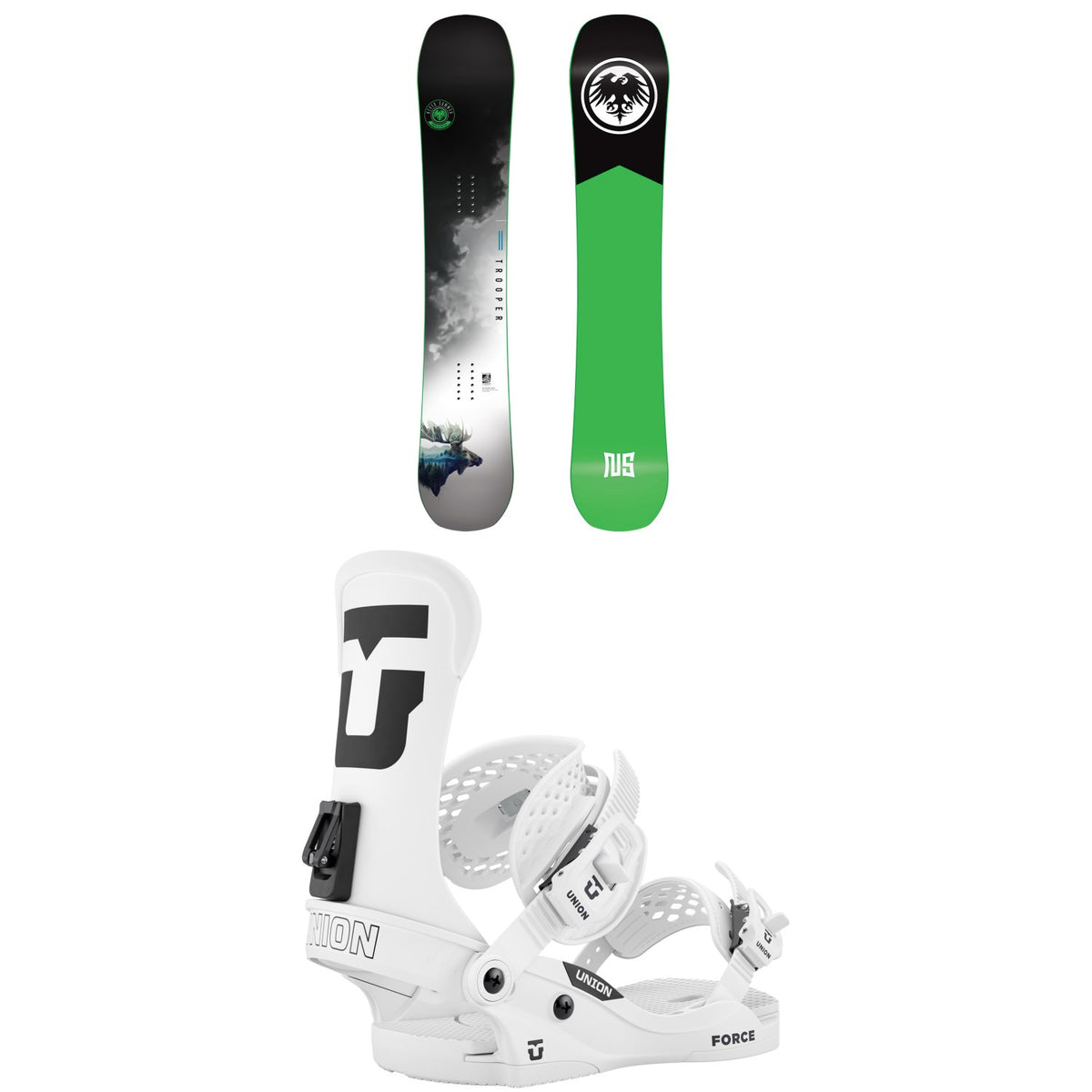 Never Summer Trooper Snowboard + Union Force Classic Snowboard Bindings 2026