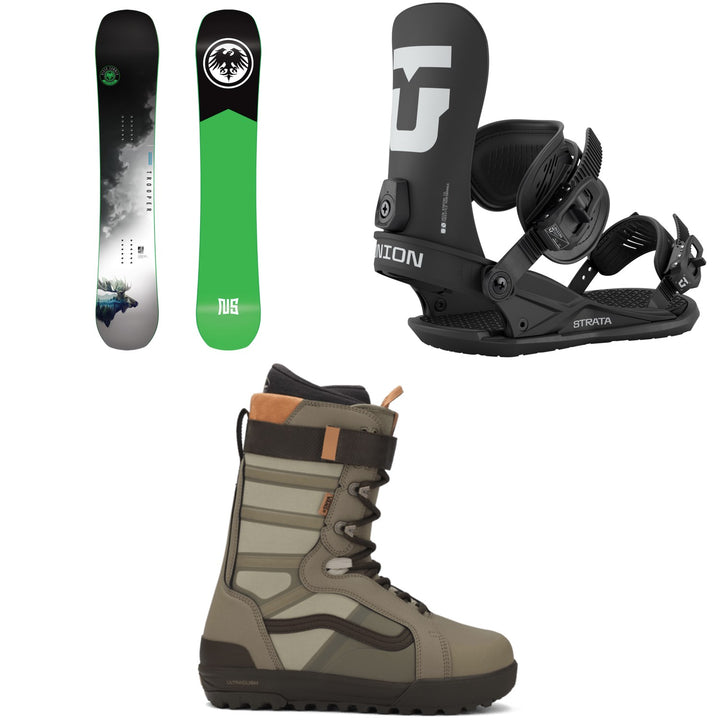 Never Summer Trooper Snowboard + Union Strata Snowboard Bindings + Vans Hi-Standard Pro Snowboard Boots 2026
