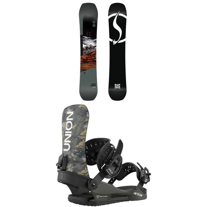 Never Summer Benchmark Snowboard + Union STR Snowboard Bindings 2026