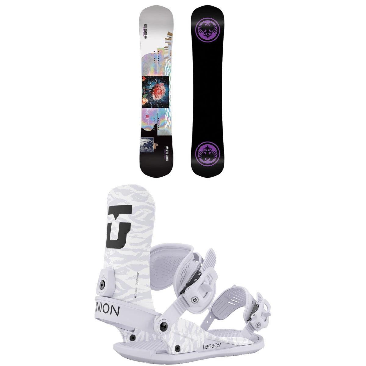 Never Summer Breezy Rider Snowboard + Union Legacy Snowboard Bindings - Women's 2026