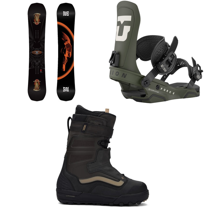Never Summer Easy Rider Snowboard + Union Force Snowboard Bindings + Vans Hi-Country Snowboard Boots 2026