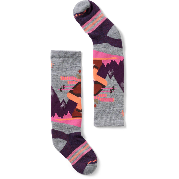 Smartwool Wintersport Full Cushion Mountain Moose OTC Socks - Kids' Light Gray-Pink