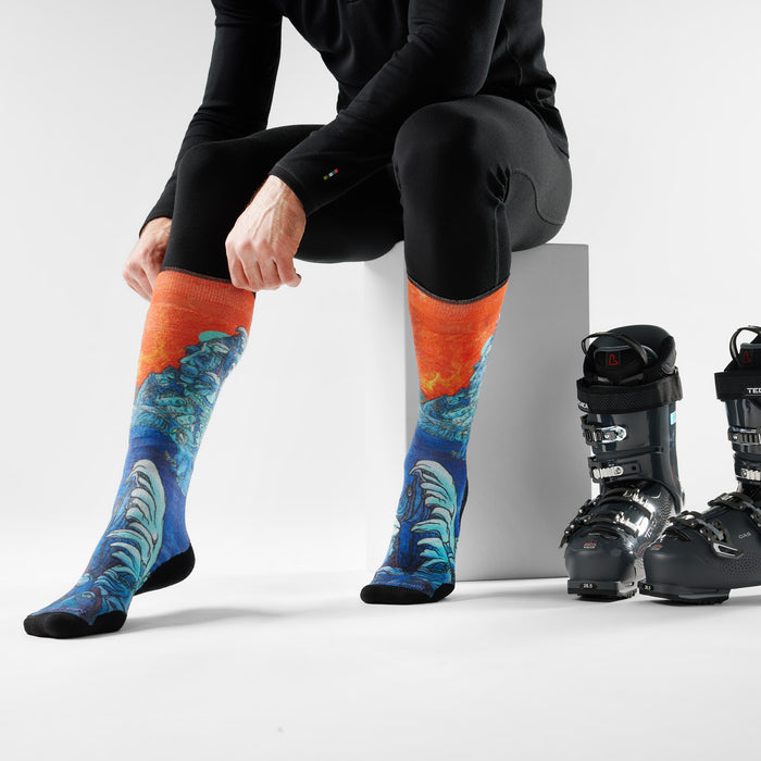Smartwool Ski Targeted Cushion Winter Haze Print OTC Socks Deep Navy