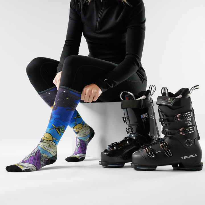 Smartwool Ski Zero Cushion Galactic Ski Print OTC Socks - Women's Deep Navy