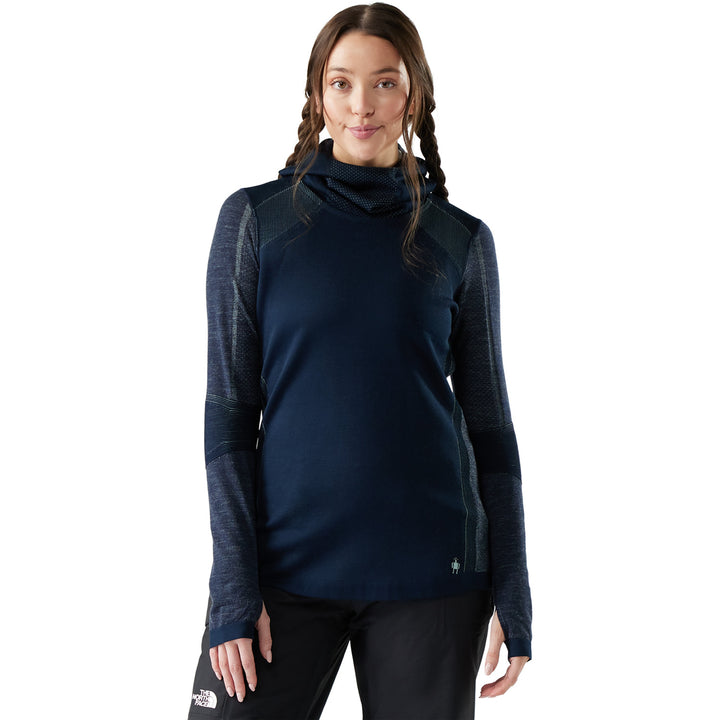 Smartwool Intraknit Thermal Merino Base Layer Hoodie - Women's Deep Navy/Arctic Green