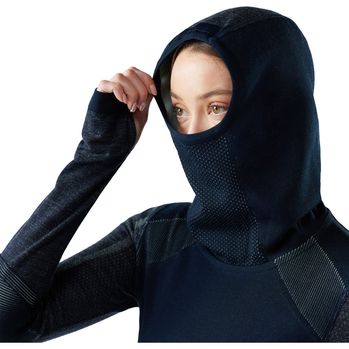Smartwool Intraknit Thermal Merino Base Layer Hoodie - Women's Deep Navy/Arctic Green