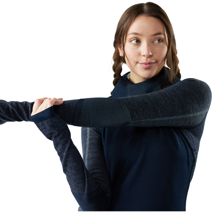 Smartwool Intraknit Thermal Merino Base Layer Hoodie - Women's Deep Navy/Arctic Green