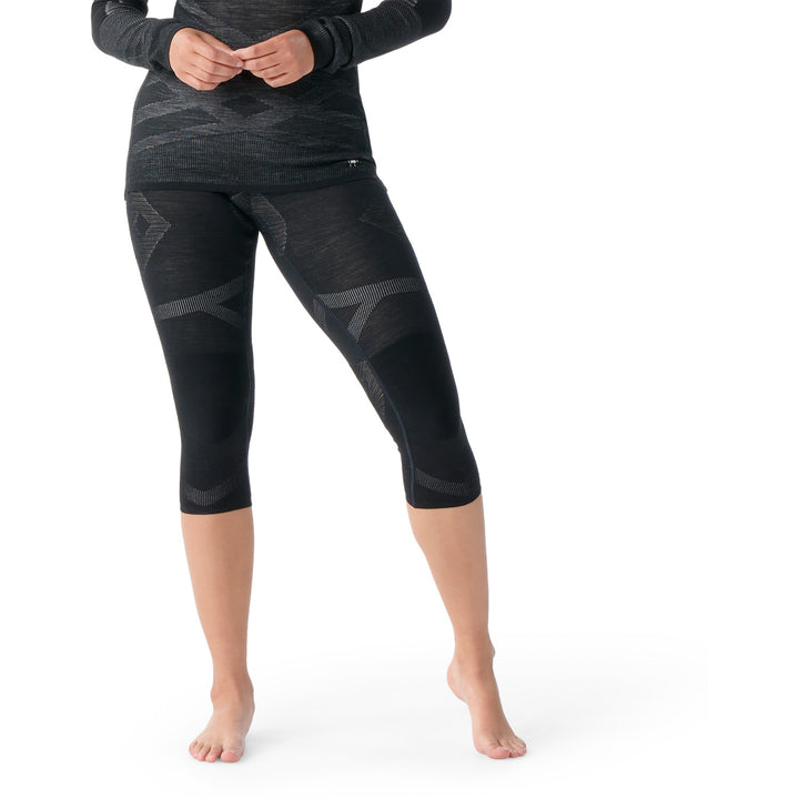 Smartwool Intraknit Thermal Merino Base Layer 3/4 Bottom - Women's Black/White