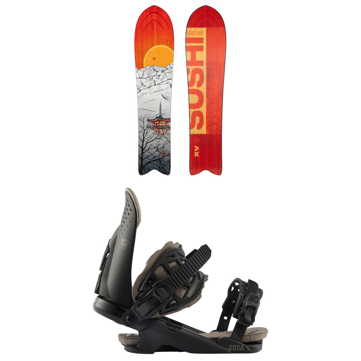 Rossignol XV Sushi Snowboard + Cuda Snowboard Bindings 2026