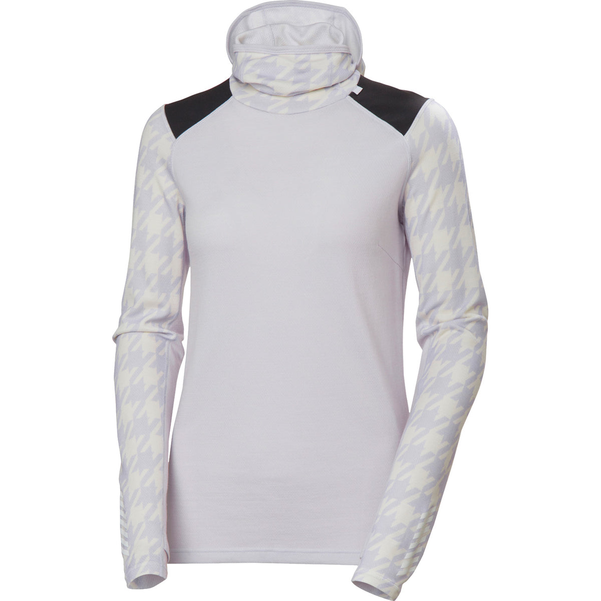 Helly Hansen Lifa Merino Midweight Block Hoodie - Women's Light Purple Houndstooth AOP