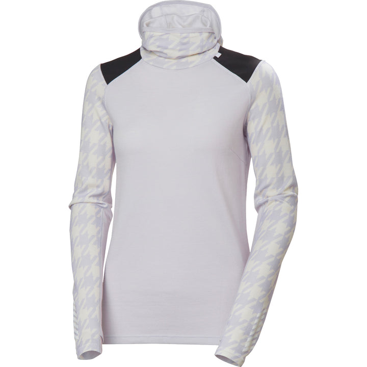 Helly Hansen Lifa Merino Midweight Block Hoodie - Women's Light Purple Houndstooth AOP