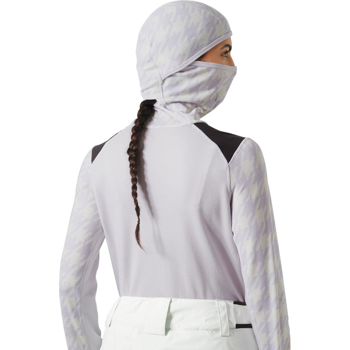 Helly Hansen Lifa Merino Midweight Block Hoodie - Women's Light Purple Houndstooth AOP