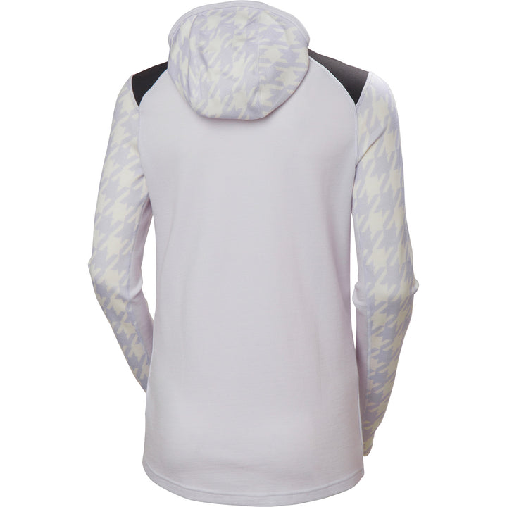 Helly Hansen Lifa Merino Midweight Block Hoodie - Women's Light Purple Houndstooth AOP