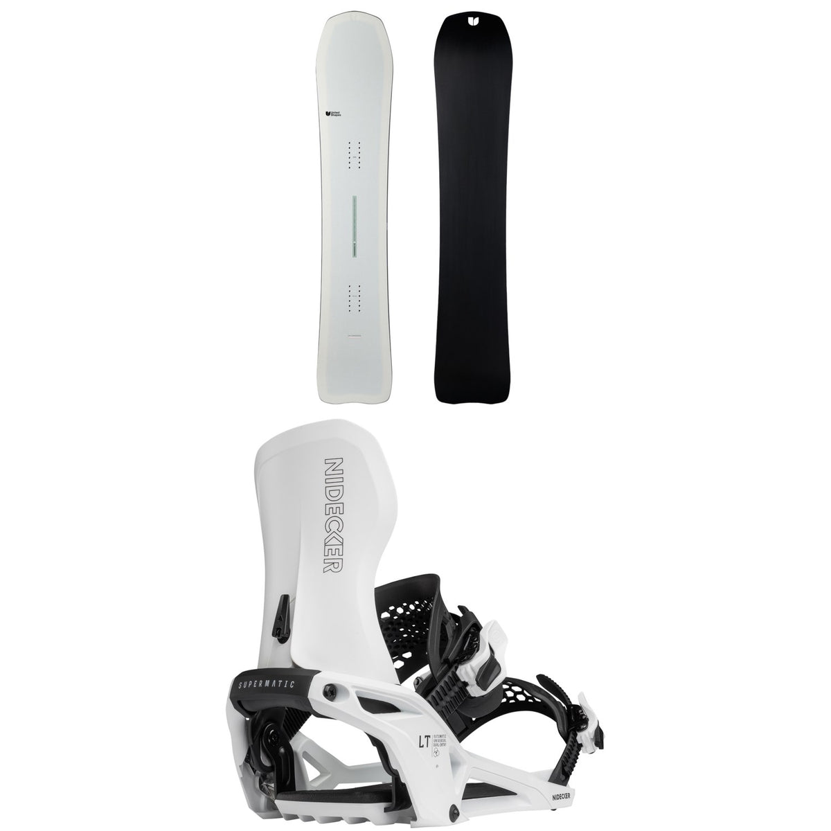 United Shapes Transmission Snowboard + Nidecker LT Supermatic Snowboard Bindings 2026
